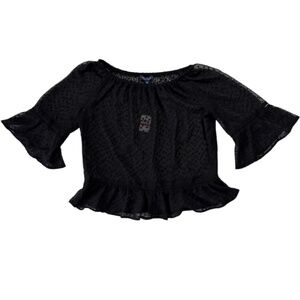 Tommy Hilfiger NWT Y2K 90s Vibe Off Shoulder Bell Sleeve See Through Blacktop XS